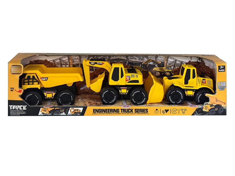 FRICTION CONSTRUCTION TRUCK W/LIGHT & MUSIC,3PCS(INCLUDED BATTERY) - HP1268522