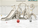 CHILDRENS INDOOR SLIDE W/SWING BASKETBALL SET（GREEN/WHITE）
