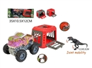 FRICTION CAR W/CAGE & DINOSAUR