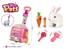 过家家益智宠物投喂套装-电动毛绒兔子喂食玩具收纳拉杆箱（蓝色/粉色随机）