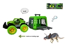 FRICTION CAR W/CAGE & DINOSAUR,2COLOURS